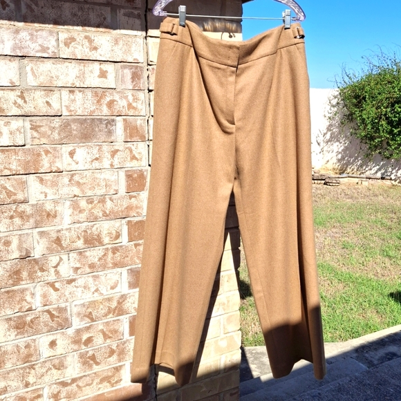 Escada Virgin & Angora Wool Wide-Leg Pants Caramel Romania Women Size 44 /US 14 - Picture 5 of 16